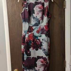 Calvin Klein Floral Midi Dress - Red and Black